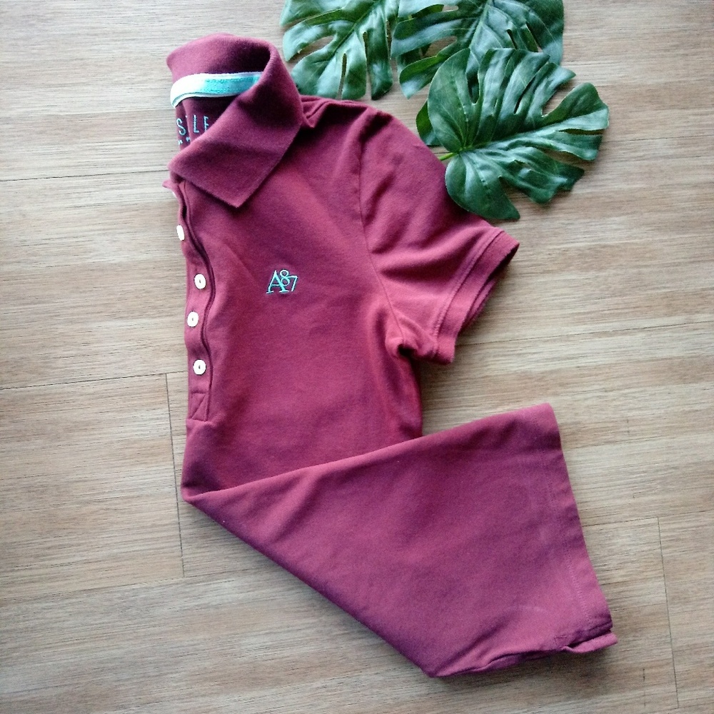 Aeropostale Red Wine T Shirt Polo Size M - Picture 1 of 5